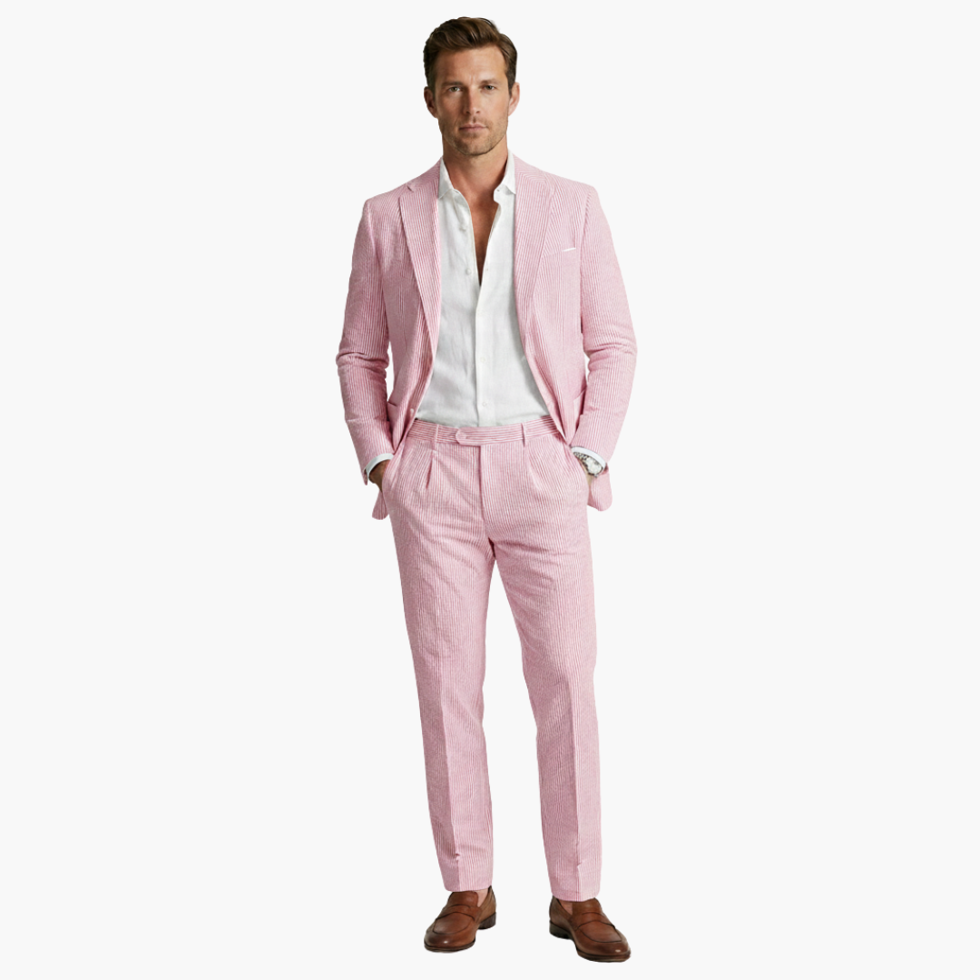 Men's Slim Fit Pinstripe Two Piece Suit