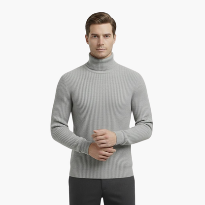 Classic Crew Neck Men's Ribbed Sweater