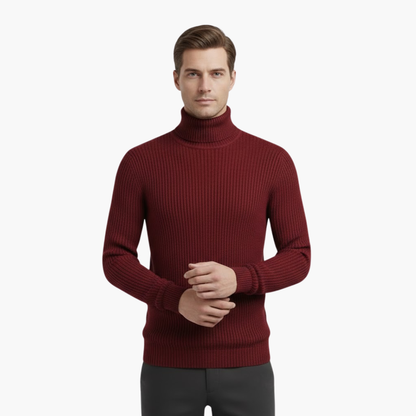 Classic Crew Neck Men's Ribbed Sweater