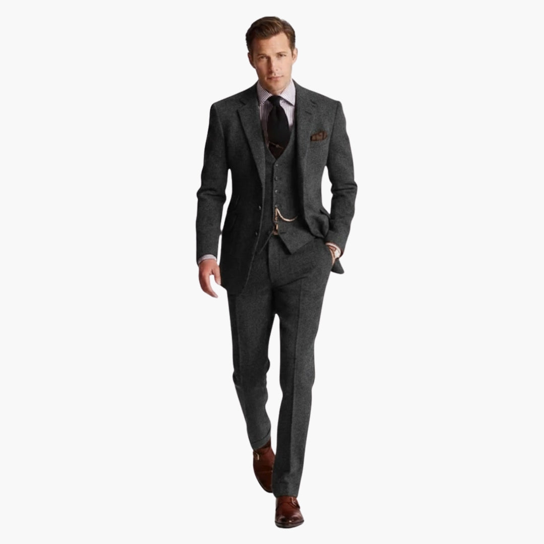 Classic Three Piece Business Suit with Vest