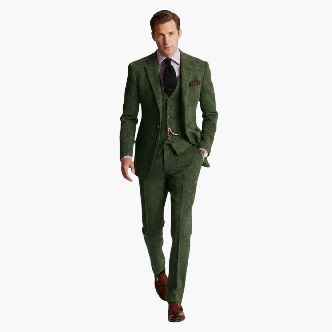 Classic Three Piece Business Suit with Vest