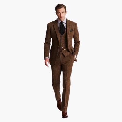 Classic Three Piece Business Suit with Vest - Olytrend