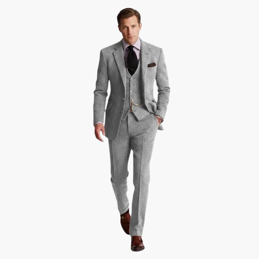 Classic Three Piece Business Suit with Vest