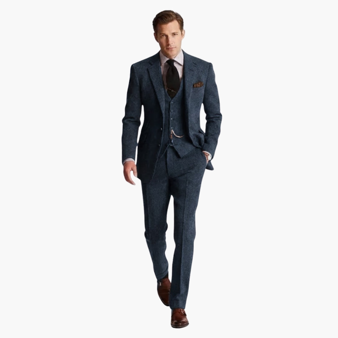 Classic Three Piece Business Suit with Vest