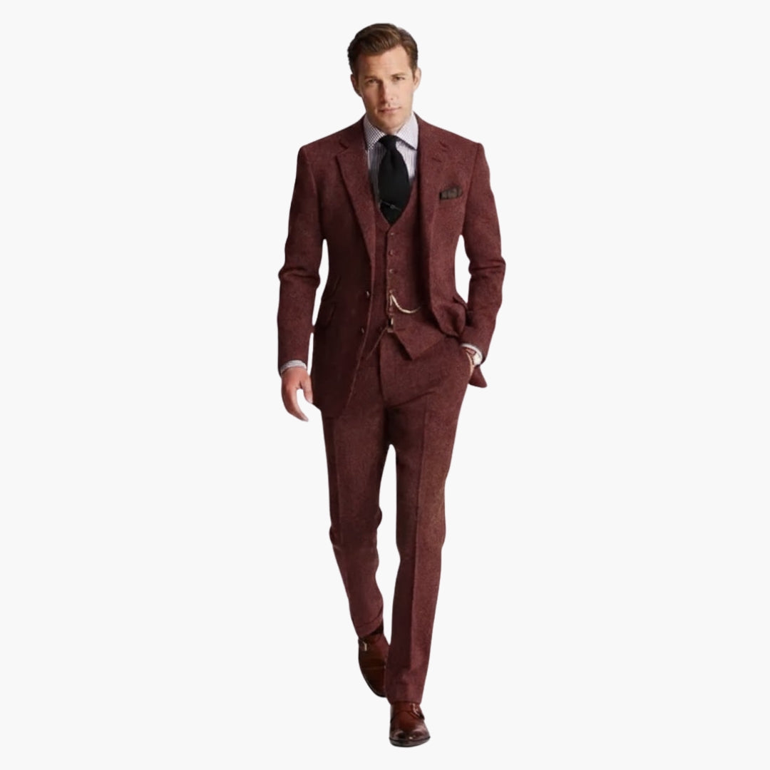 Classic Three Piece Business Suit with Vest