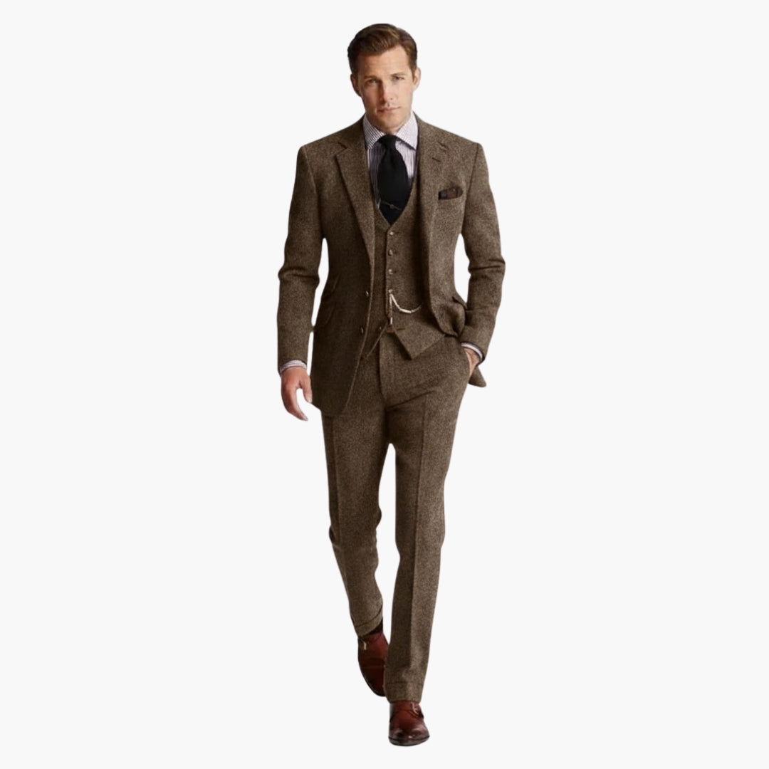 Classic Three Piece Business Suit with Vest