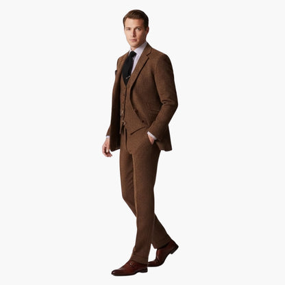 Classic Three Piece Business Suit with Vest