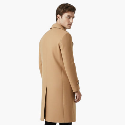 Classic Double Breasted Long Trench Coat for Men