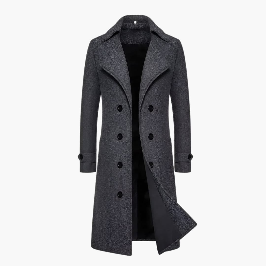 Classic Double Breasted Long Trench Coat for Men