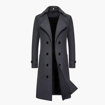 Classic Double Breasted Long Trench Coat for Men