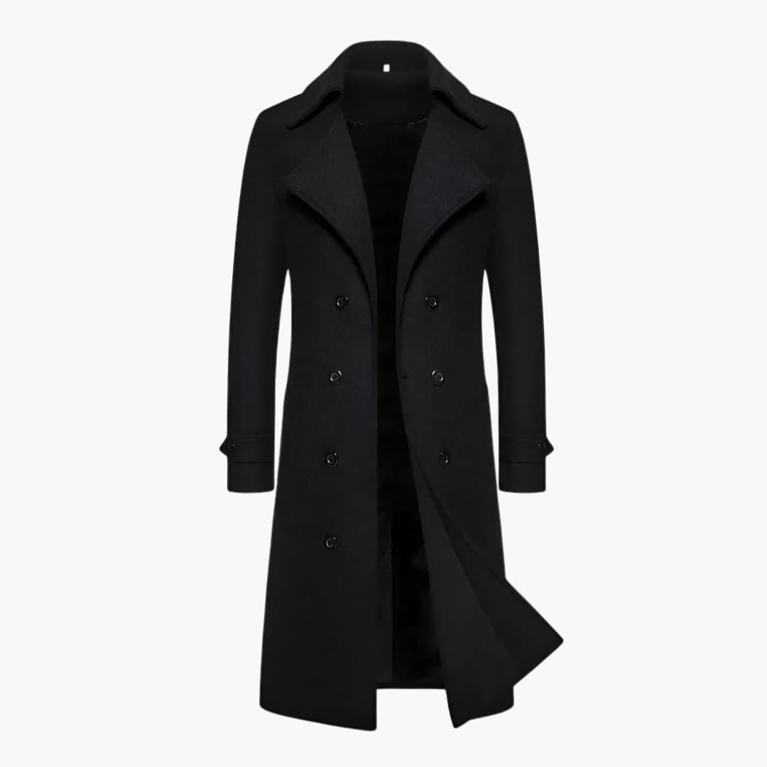 Classic Double Breasted Long Trench Coat for Men