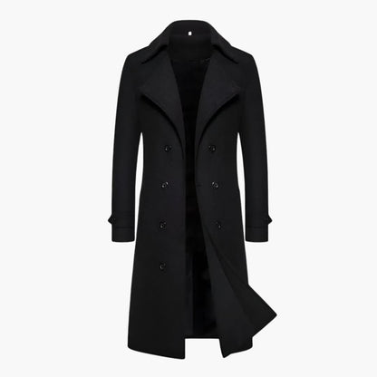 Classic Double Breasted Long Trench Coat for Men