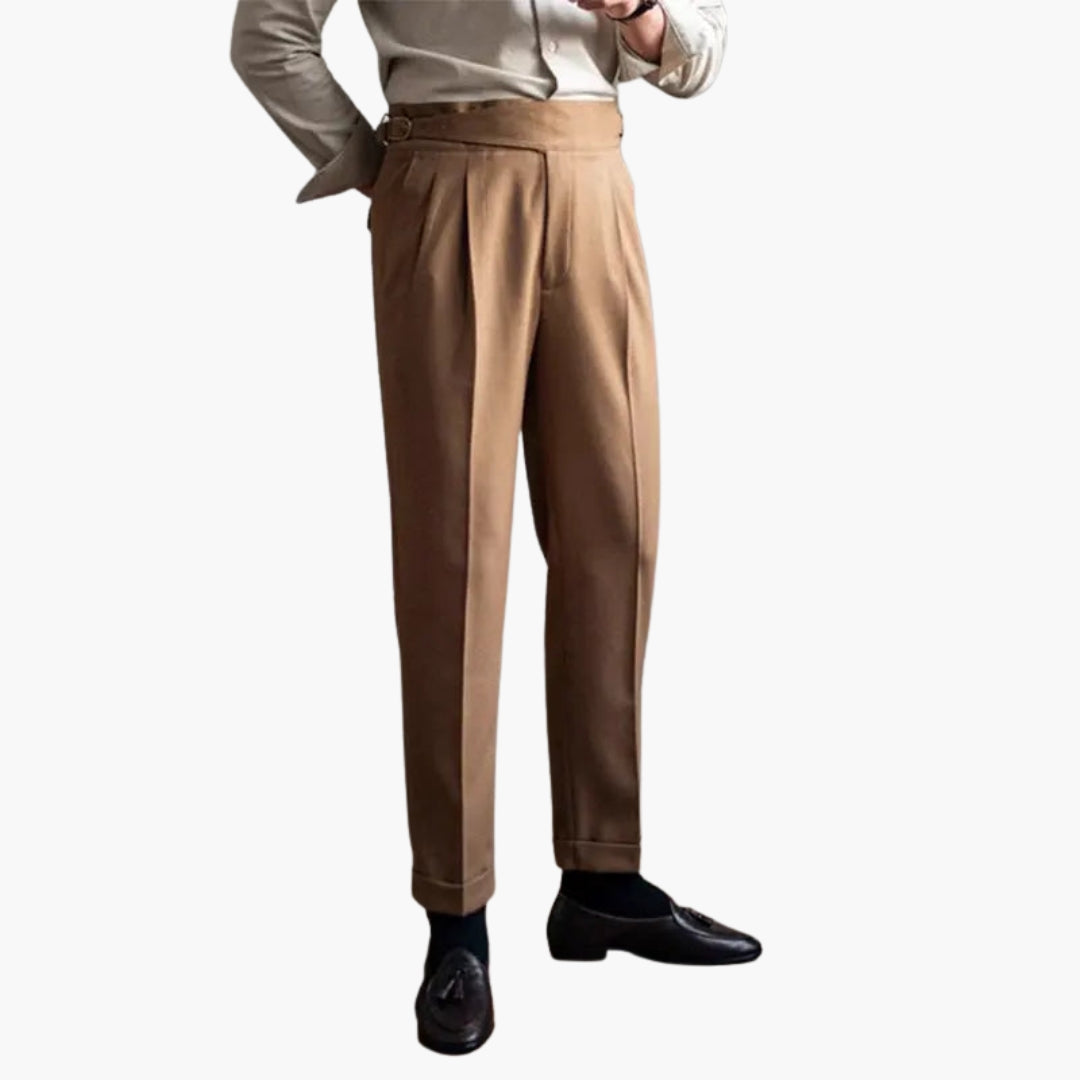 Classic Fit High Waisted Pleated Trousers - Olytrend