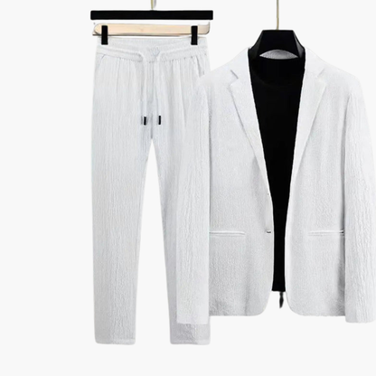 Slim Fit 2 Piece Suit with Elastic Waist Pants