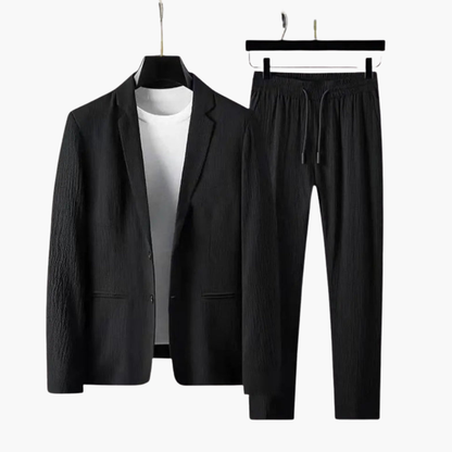 Slim Fit 2 Piece Suit with Elastic Waist Pants