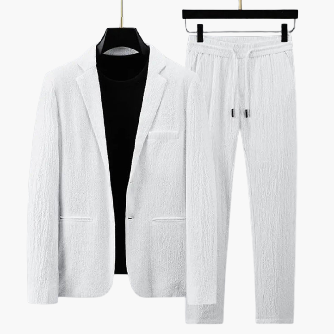 Slim Fit 2 Piece Suit with Elastic Waist Pants