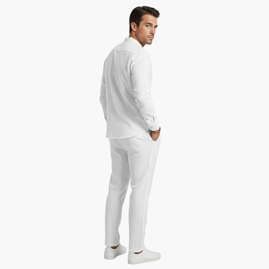 Casual Linen Suit for Men with Long Sleeves