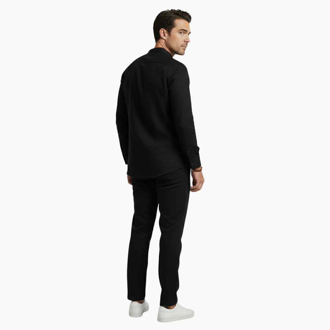 Casual Linen Suit for Men with Long Sleeves