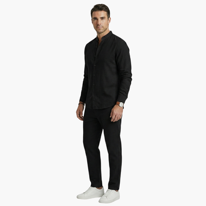 Casual Linen Suit for Men with Long Sleeves