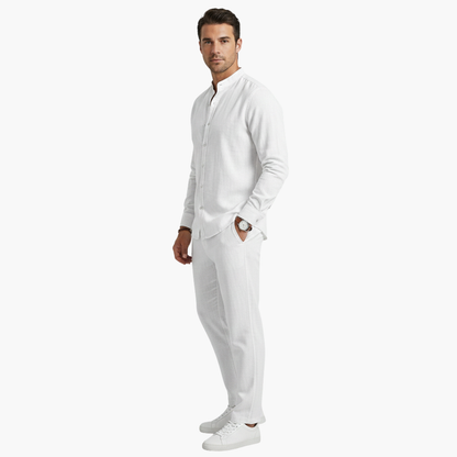Casual Linen Suit for Men with Long Sleeves