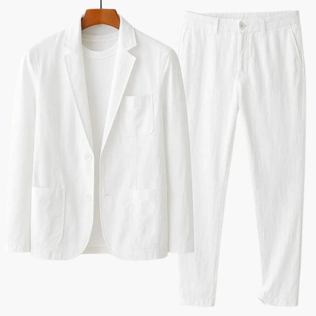 Men's 2 Piece Casual Suit with Elastic Waist Pants