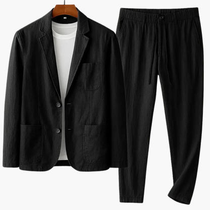 Men's 2 Piece Casual Suit with Elastic Waist Pants