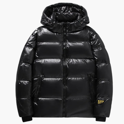 Warm Mens Puffer Coat with Zip Front and Long Sleeves