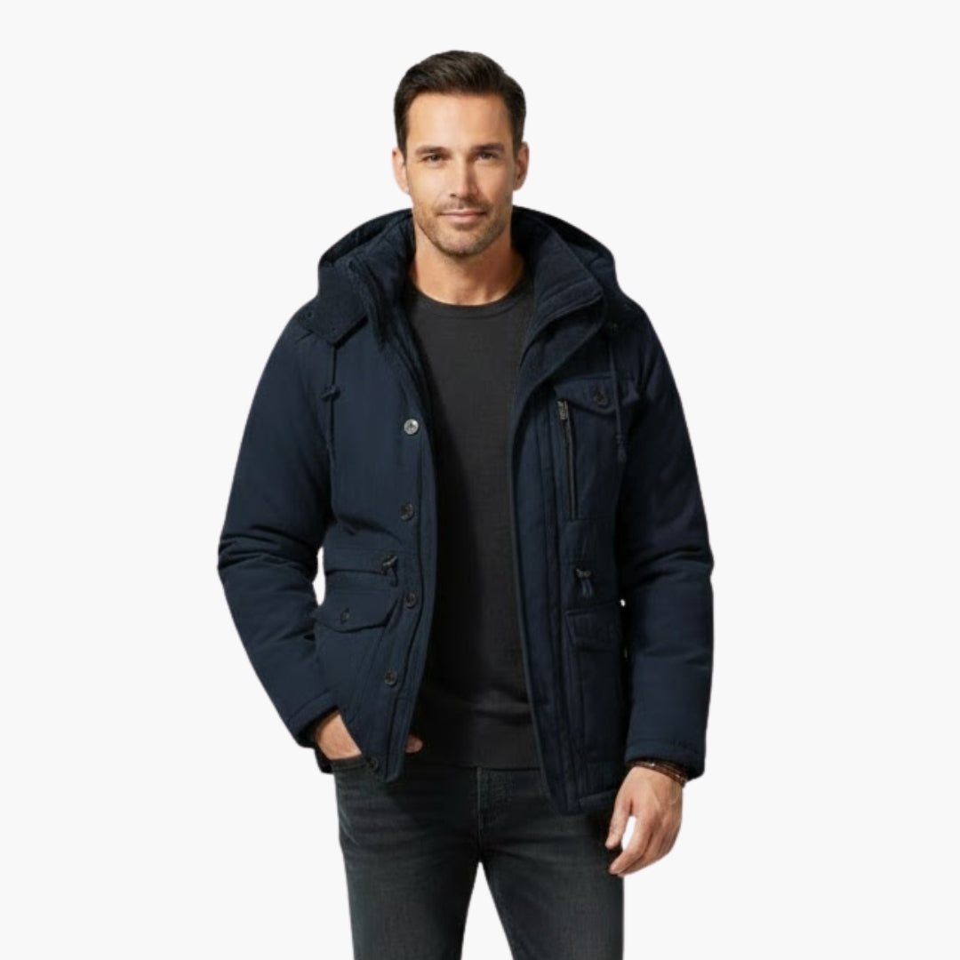 Warm Waterproof Parka with Zip and Multiple Pockets