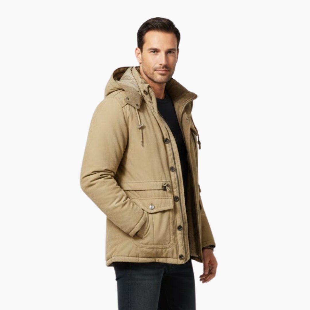 Warm Waterproof Parka with Zip and Multiple Pockets