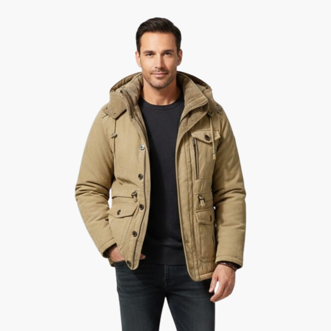 Warm Waterproof Parka with Zip and Multiple Pockets