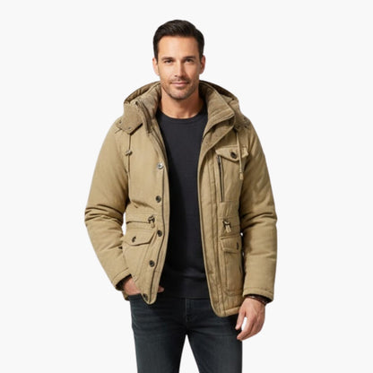 Warm Waterproof Parka with Zip and Multiple Pockets