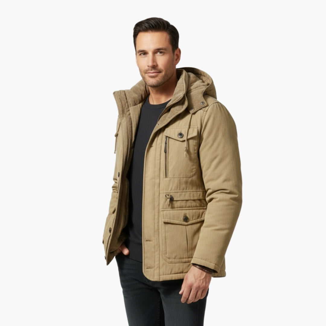 Warm Waterproof Parka with Zip and Multiple Pockets