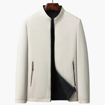 Men's Quilted Zip Jacket with Ribbed Sleeves and Bottom