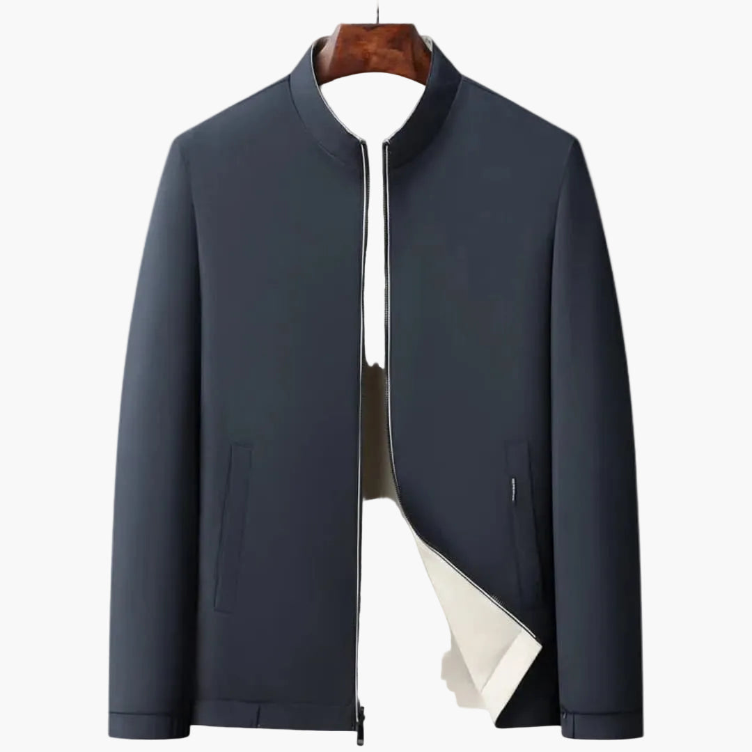 Men's Quilted Zip Jacket with Ribbed Sleeves and Bottom - Olytrend