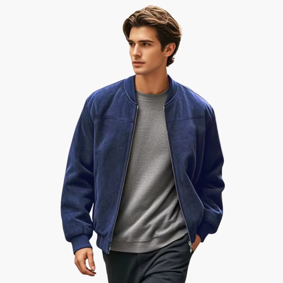 Zip Up Men's Bomber Jacket with Pockets