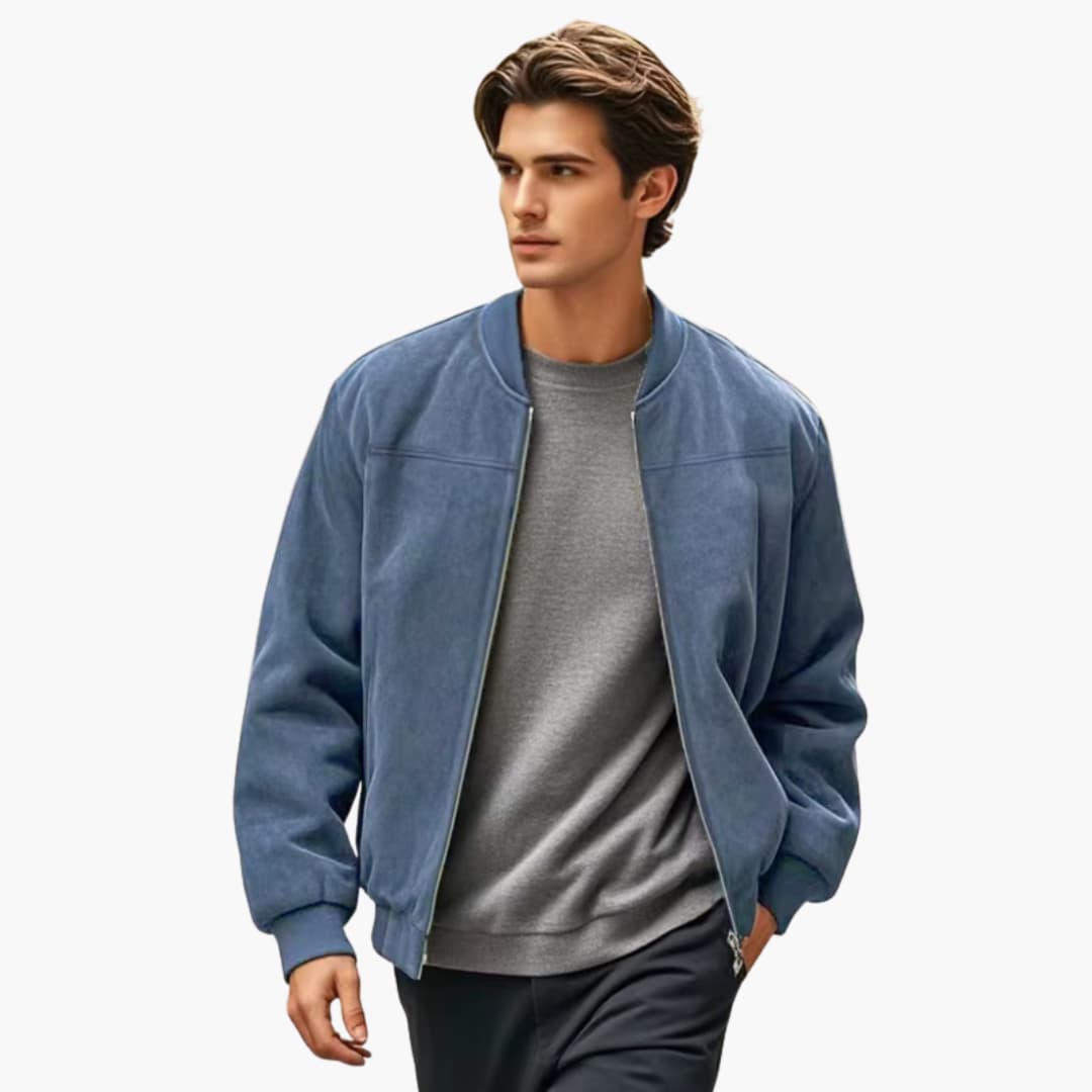 Zip Up Men's Bomber Jacket with Pockets