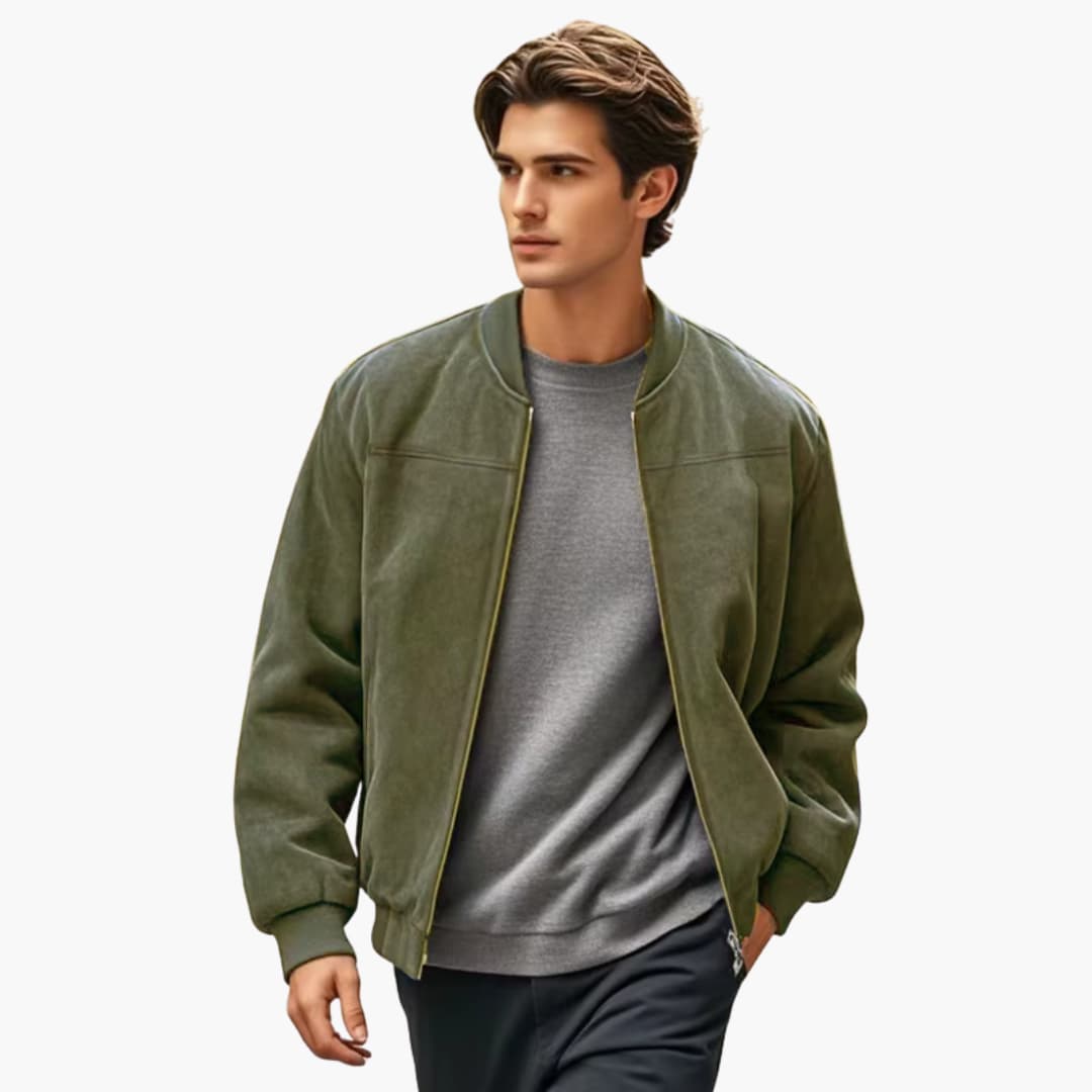 Zip Up Men's Bomber Jacket with Pockets