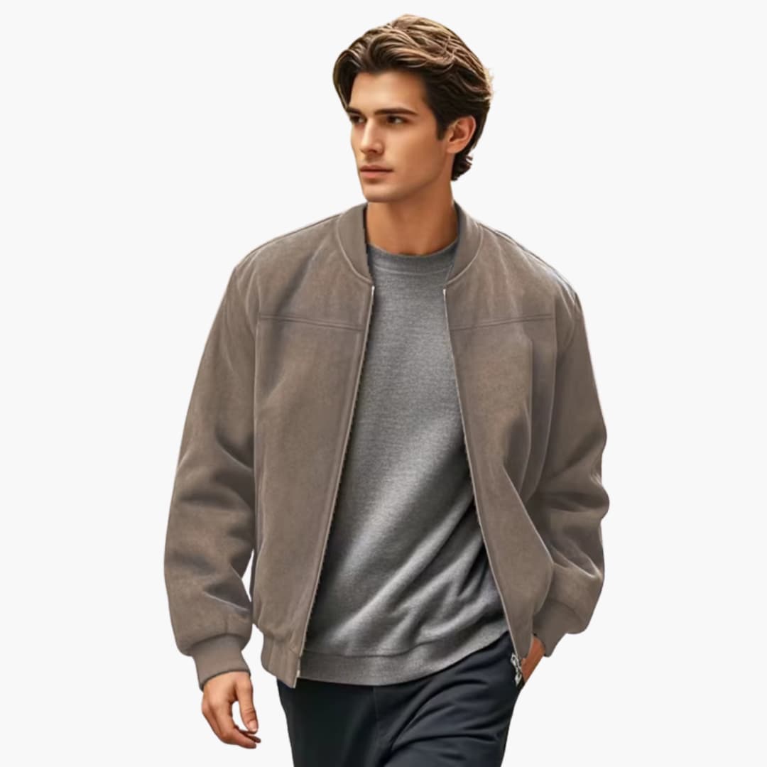 Zip Up Men's Bomber Jacket with Pockets