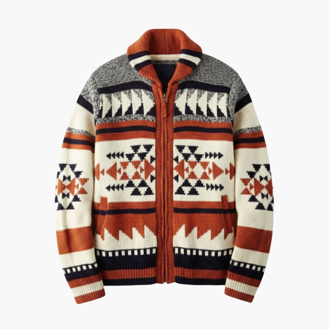 Men's Textured Zip-Up Cardigan Sweater - Olytrend