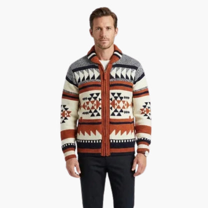 Men's Textured Zip-Up Cardigan Sweater