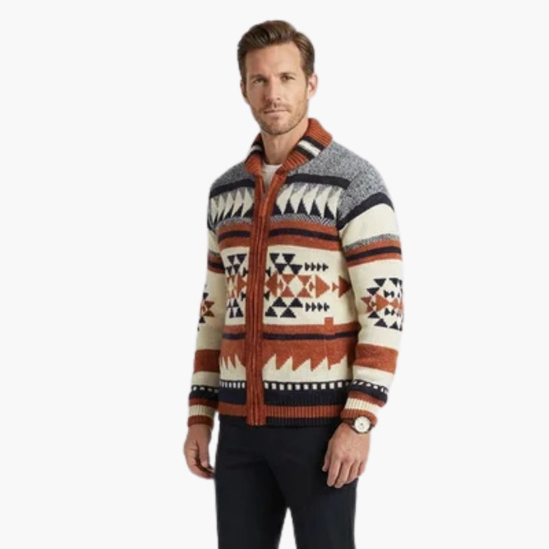 Men's Textured Zip-Up Cardigan Sweater