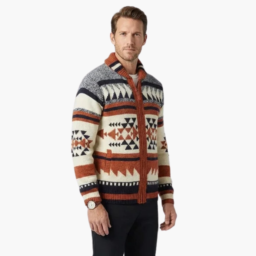 Men's Textured Zip-Up Cardigan Sweater