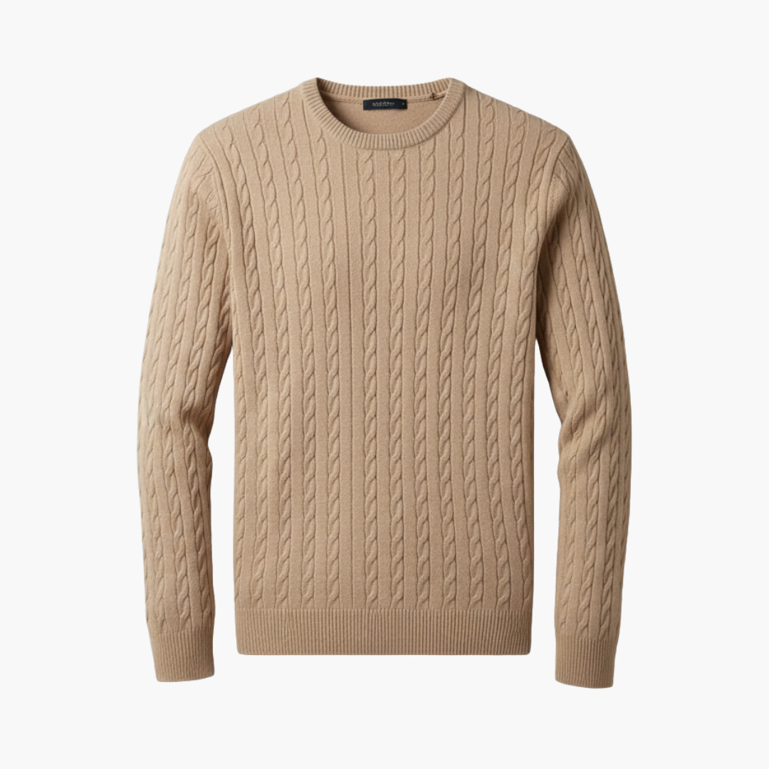 Classic Men's Cable Knit Crew Sweater - Olytrend