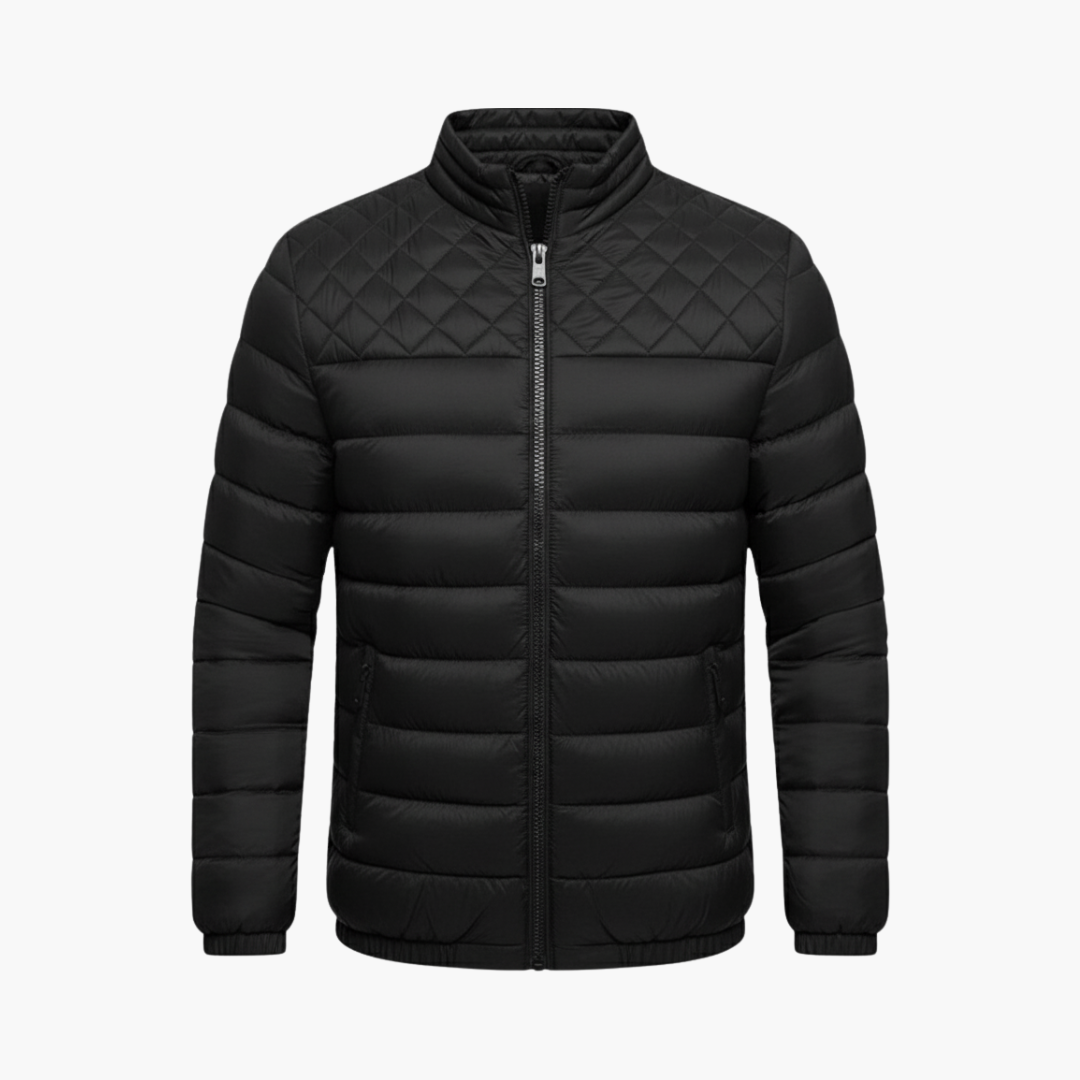 Warm Padded Mens Zip Up Jacket with Long Sleeves - Olytrend