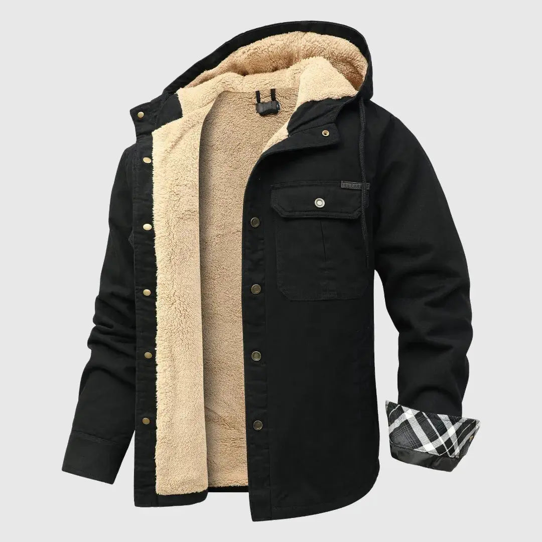 Warm Fleece Lined Hooded Shirt Jacket