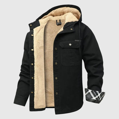 Warm Fleece Lined Hooded Shirt Jacket