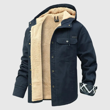 Warm Fleece Lined Hooded Shirt Jacket