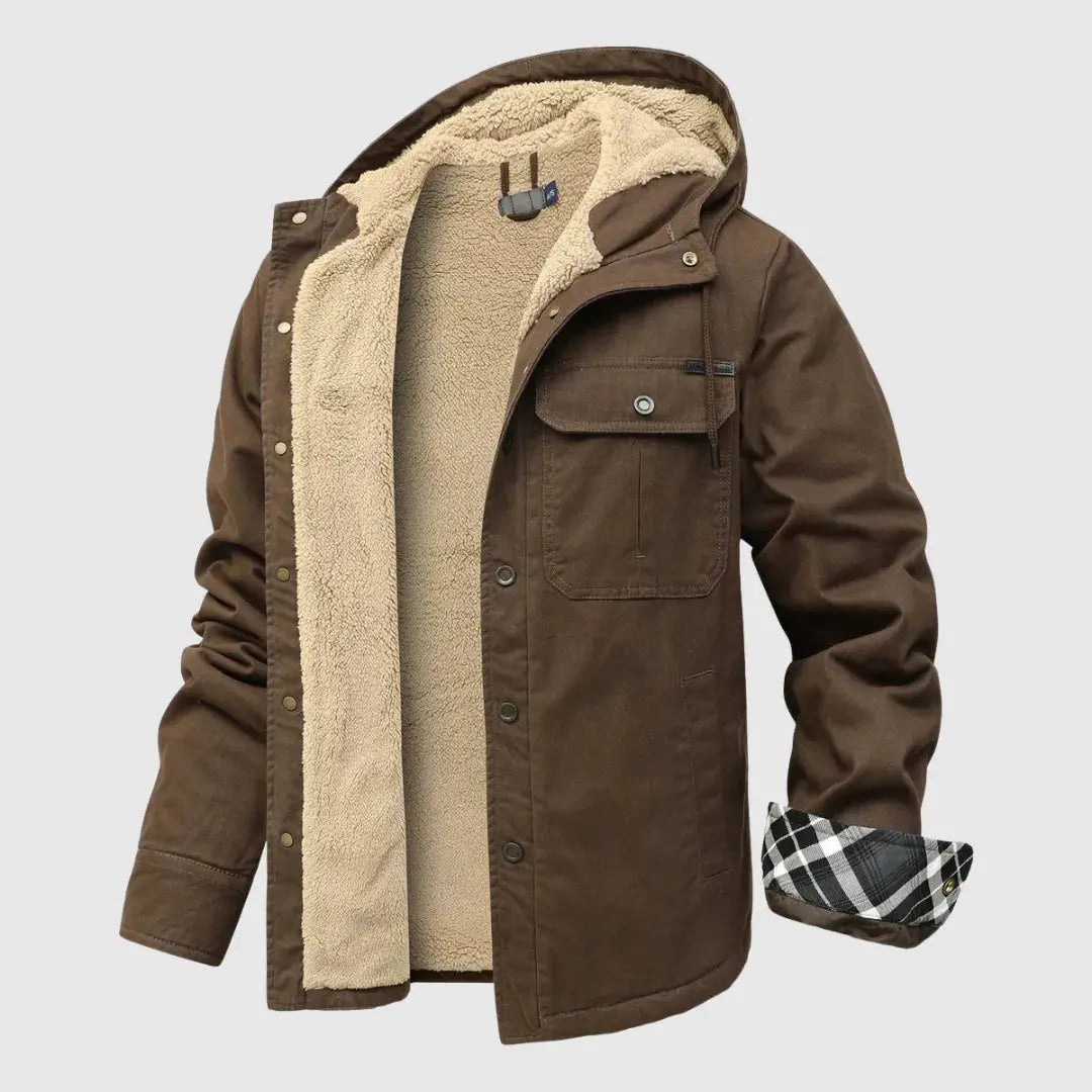 Warm Fleece Lined Hooded Shirt Jacket