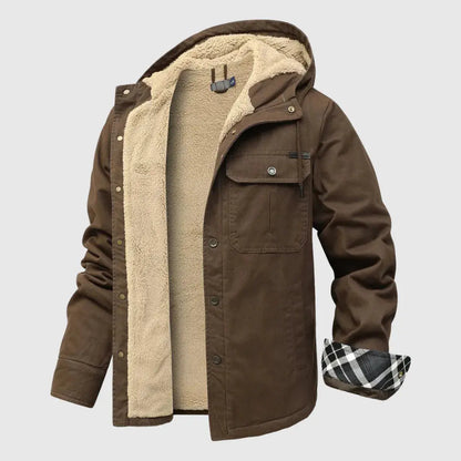 Warm Fleece Lined Hooded Shirt Jacket