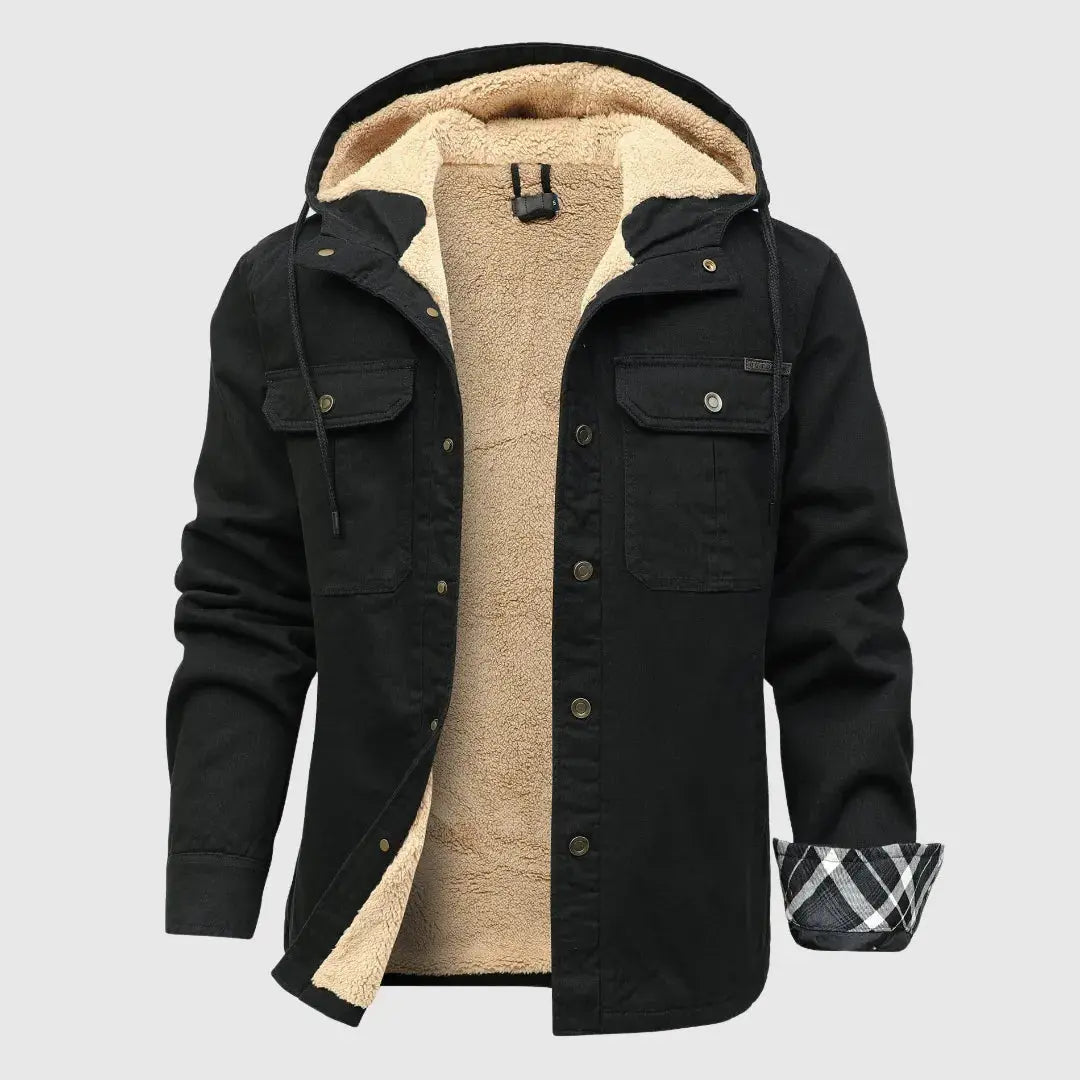Warm Fleece Lined Hooded Shirt Jacket - Nocini